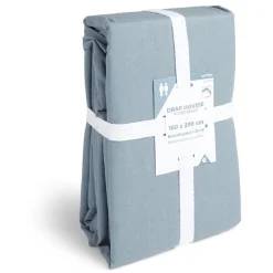 Drap housse 160x200cm 100% coton bleu chiné < Gifi Sale