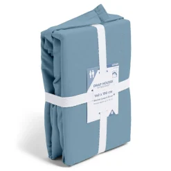 Drap housse 140x190cm 100% coton bleu chiné < Gifi Outlet