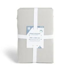 Drap housse 180x200cm 100% coton gris clair < Gifi