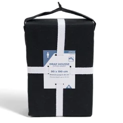Drap housse 90x190cm 100% coton noir < Gifi Hot