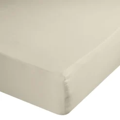 Drap housse 90x190cm 100% coton percale beige