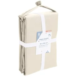 Drap housse 90x190cm 100% coton percale beige
