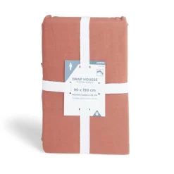 Drap housse 90x190cm 100% coton rouge brique < Gifi