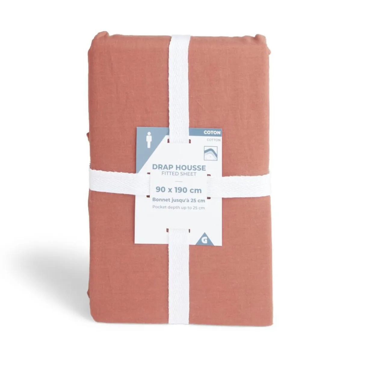 Drap housse 90x190cm 100% coton rouge brique < Gifi
