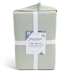 Drap housse 140x190cm 100% coton vert céladon < Gifi Sale