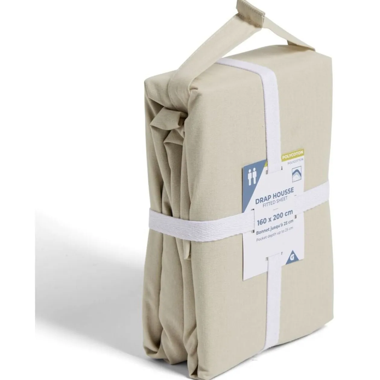 Drap housse 160x200cm polycoton beige