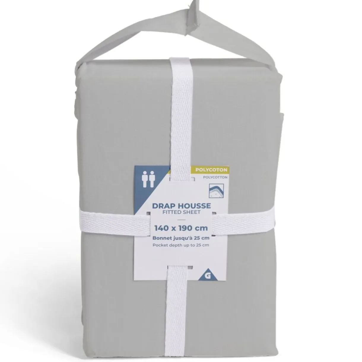 Drap housse 140x190cm polycoton gris < Gifi Outlet