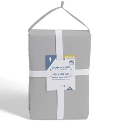 Drap housse 90x190cm polycoton gris < Gifi Hot