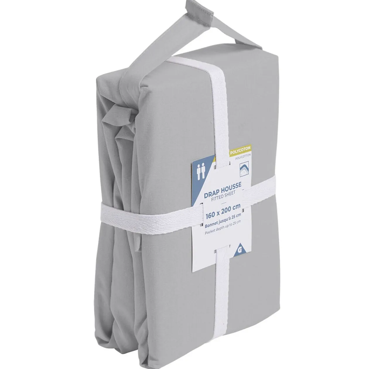 Drap housse 160x200cm polycoton gris