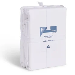 Drap plat 240x300cm 100% coton blanc < Gifi Outlet