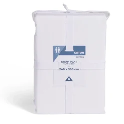 Drap plat 240x300cm 100% coton blanc < Gifi Outlet
