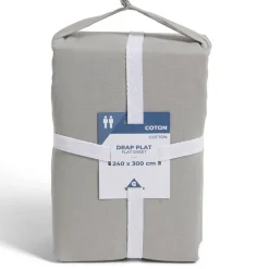 Drap plat 240x300cm 100% coton gris clair < Gifi Online