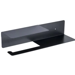 Dérouleur papier WC avec support téléphone métal noir 37x8xH10cm