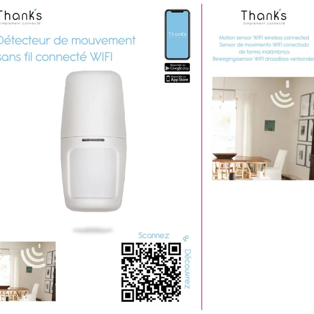 Détecteur de mouvement sans fil connecté WIFI