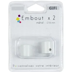 Embout pour tringle à rideaux x2 blanc aluminium < Gifi