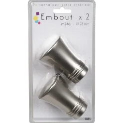Embout pour tringle à rideaux x2 couleur métal nickel < Gifi Discount