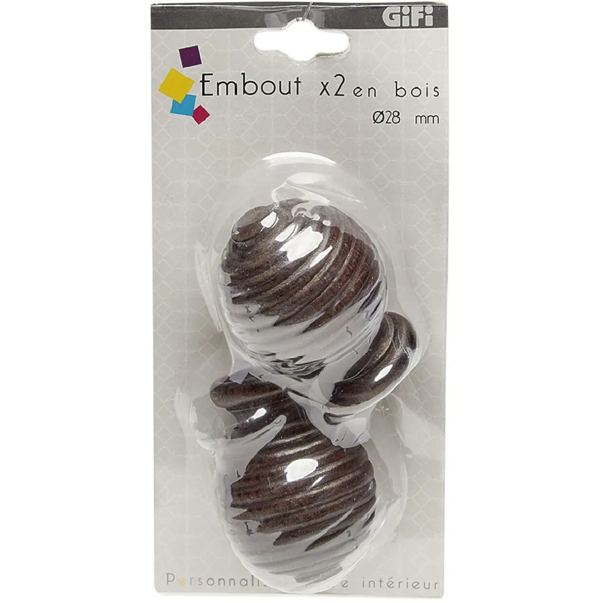 Embouts X2 Bois Boule strie < Gifi Outlet