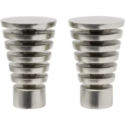 Embout tringle à rideau Ø28mm cône ajouré aluminium brossé x2