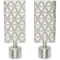 Embout tringle à rideau Ø20mm gravure géométrique aluminium brossé x2