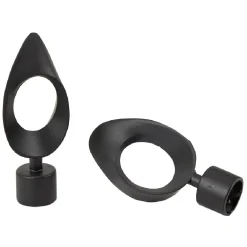Embout tringle à rideau Ø20mm métal forme ovale noir mat x2