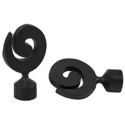 Embout tringle à rideau Ø20mm métal forme spirale noir mat x2