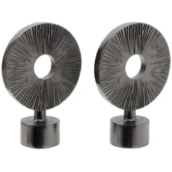 Embout tringle à rideau Ø20mm rond strié ajouré aluminium x2