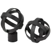 Embout tringle à rideau Ø20mm sphère spirale métal noir mat x2