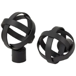 Embout tringle à rideau Ø20mm sphère spirale métal noir mat x2