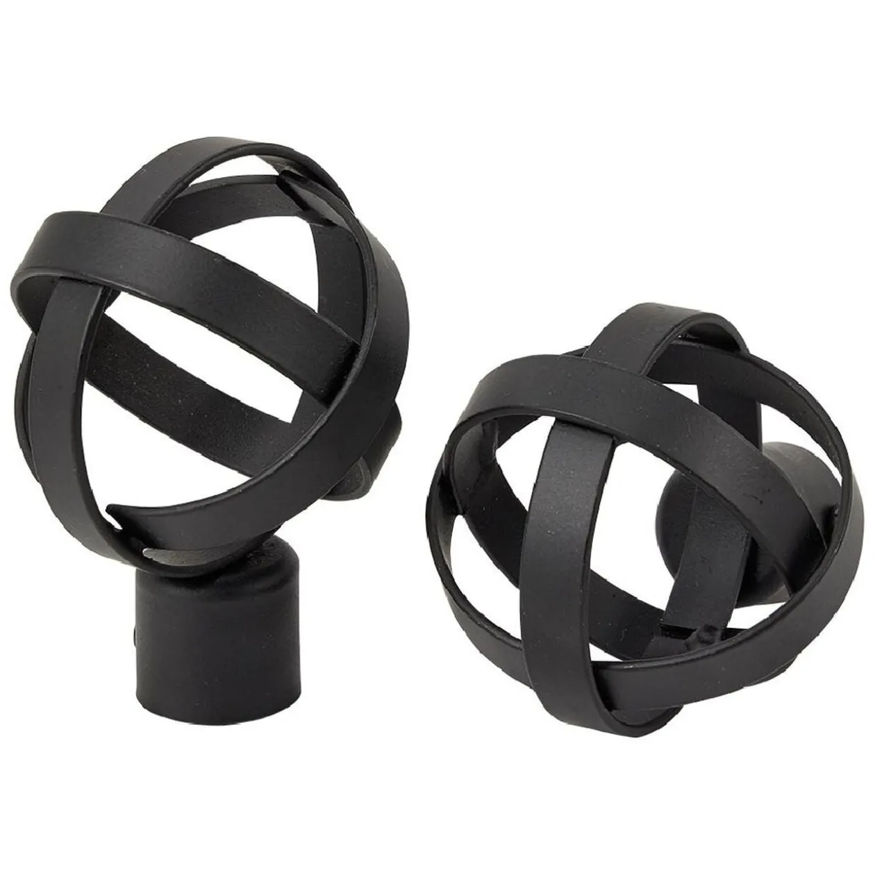 Embout tringle à rideau Ø20mm sphère spirale métal noir mat x2