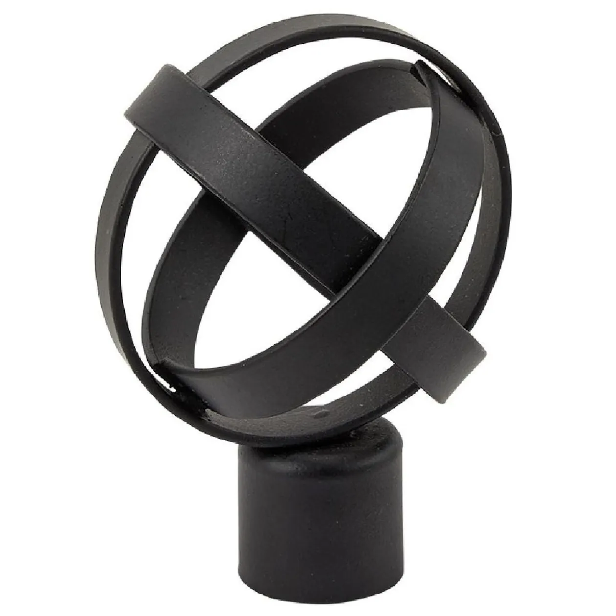 Embout tringle à rideau Ø20mm sphère spirale métal noir mat x2
