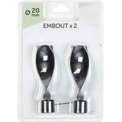 Embout x2 forme torsade métal noir mat < Gifi