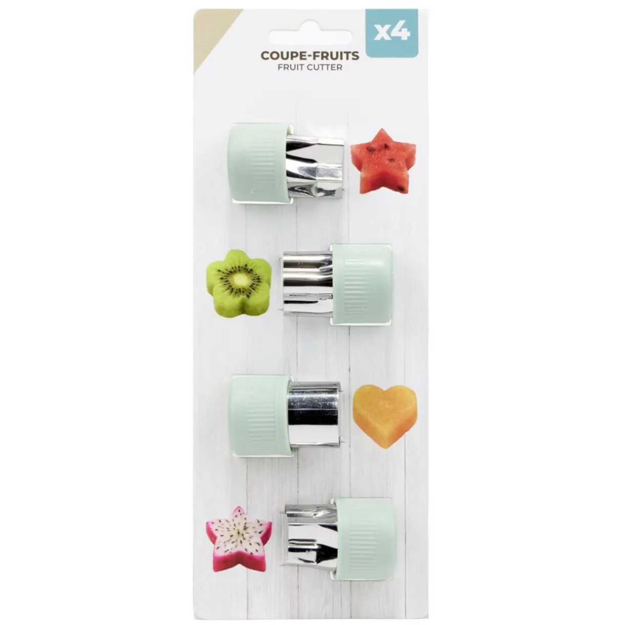 Emporte-pièce coupe-fruit x4 inox et plastique vert < Gifi Sale