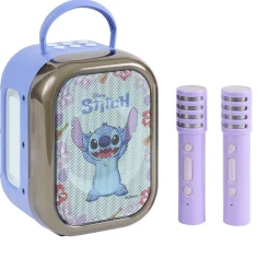 Enceinte karaoké Stitch bluetooth plastique avec 2 micros H22cm