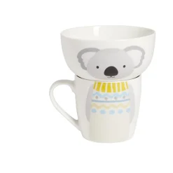 Ensemble bol et mug en porcelaine motif enfant motif koala H15cm
