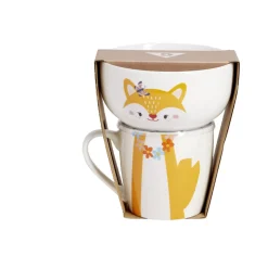 Ensemble bol et mug en porcelaine motif enfant motif renard H15cm < Gifi Best