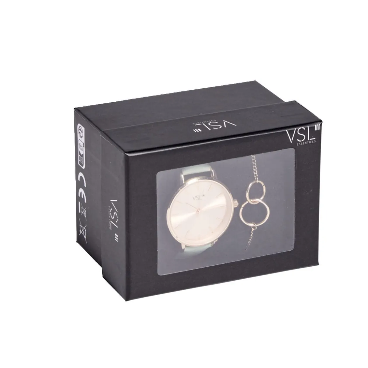 Ensemble montre et bracelet femme rose gold et vert pastel