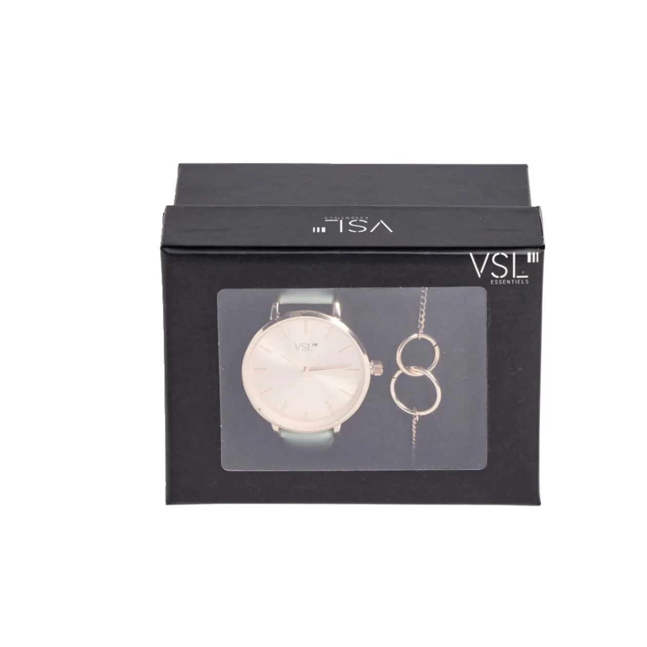 Ensemble montre et bracelet femme rose gold et vert pastel