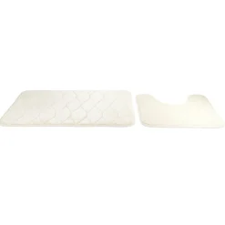 Ensemble tapis de douche mémoire de forme 45x75cm et WC 40x50cm beige