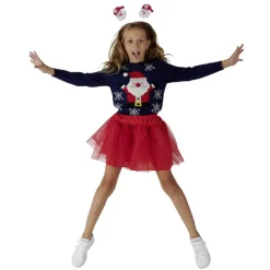 Ensemble tutu avec serre-tête Père Noël rouge fille