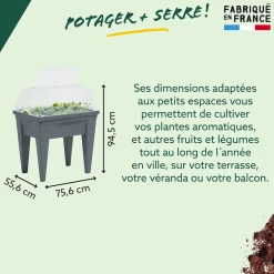 Espace potager sur pied avec serre 85L