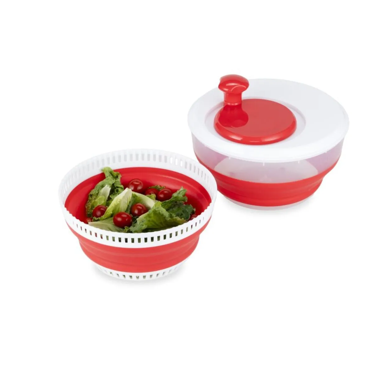 Essoreuse pliable rétractable plastique rouge et blanc Ø24,5xH19cm
