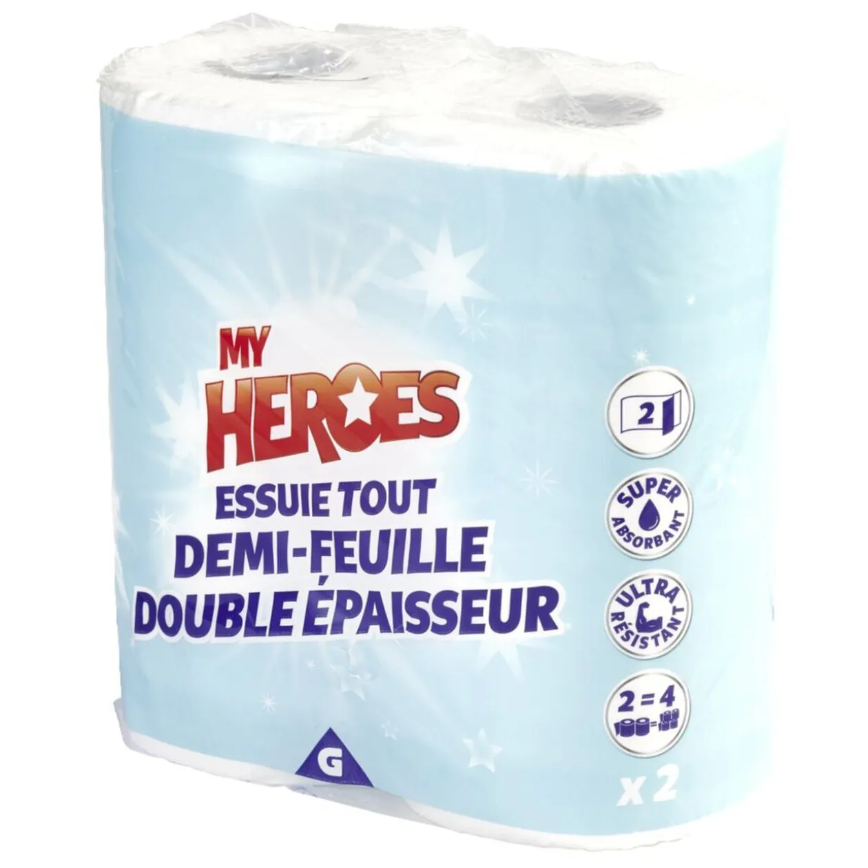 Essuie tout demi-feuille double épaisseur x 2