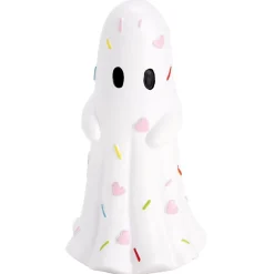 Fantôme Halloween décoratif résine blanc et rose pastel Ø8x15cm (3 modèles)
