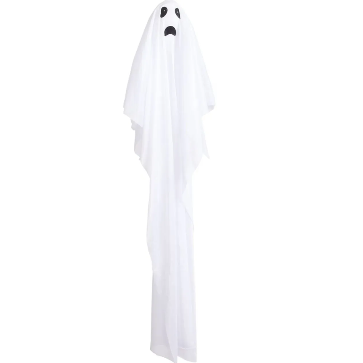 Fantôme Halloween à suspendre LED animé et lumineux polyester blanc Ø9xH80cm