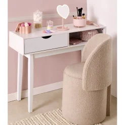Fauteuil coffre rond amovible Clara tissu bouclette beige 48,5x45xH75cm < Gifi Clearance