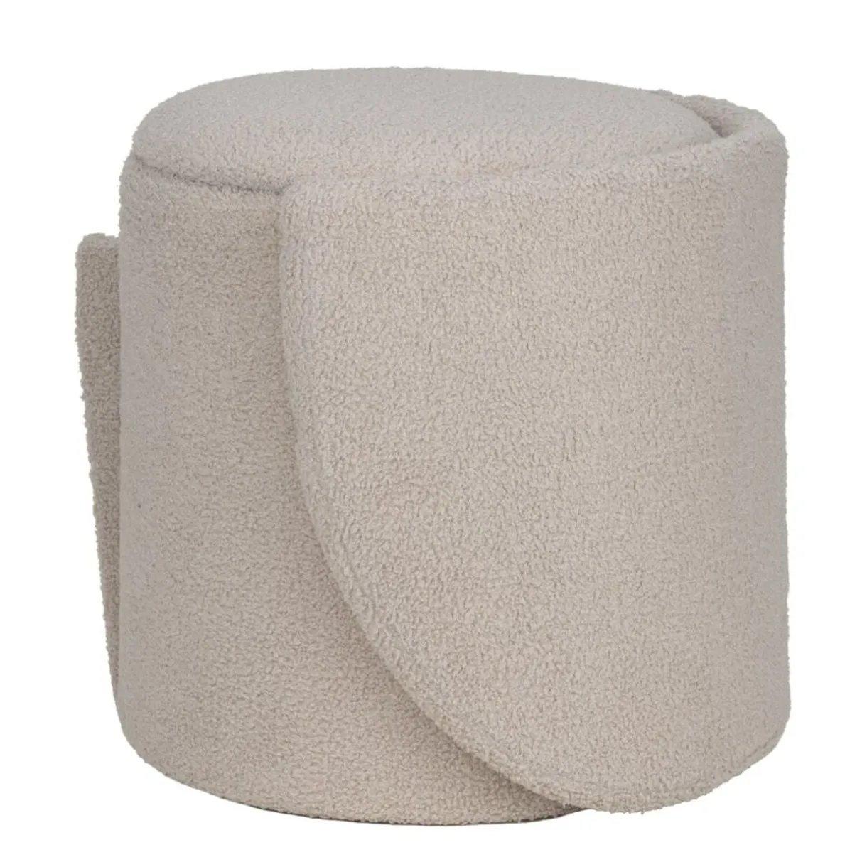 Fauteuil coffre rond amovible Clara tissu bouclette beige 48,5x45xH75cm < Gifi Clearance