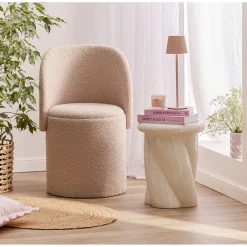 Fauteuil coffre rond amovible Clara tissu bouclette beige 48,5x45xH75cm < Gifi Clearance