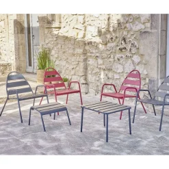 Fauteuil de jardin Fun métal rouge 68x71xH76cm < Gifi Outlet