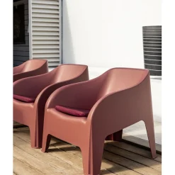 Fauteuil de jardin Gary plastique rouge terracotta 79x76,5xH70cm