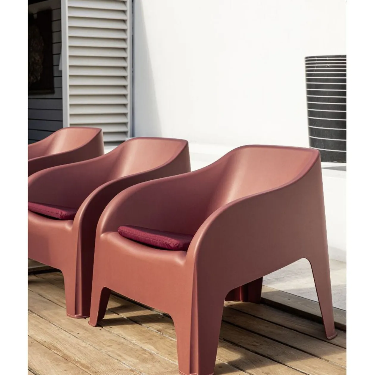 Fauteuil de jardin Gary plastique rouge terracotta 79x76,5xH70cm